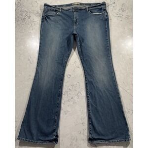 VTG Y2K Old Navy Flare Jeans Womens 20 Blue Medium Wash Low Waist Stretch Denim